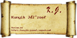 Kunyik József névjegykártya